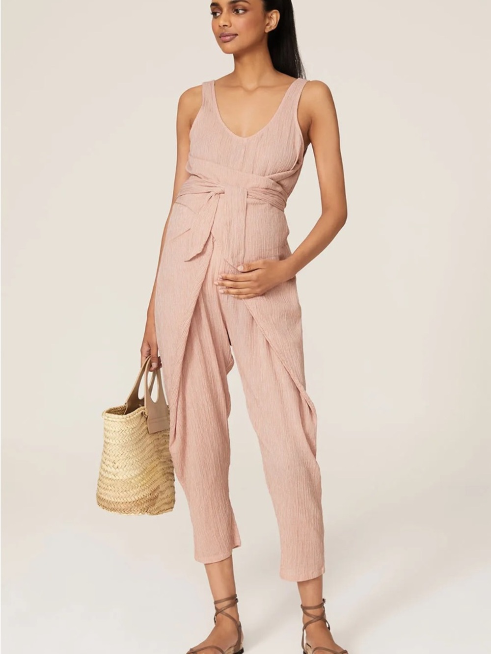 Hatch Blush Pink Sleeveless Tie-Waist Jumpsuit